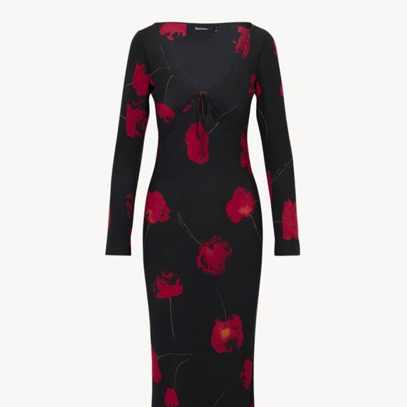 Realisation Par V-neck long-sleeved silk dress - Picture 5 of 9